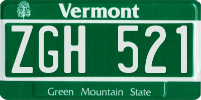 VT license plate ZGH521