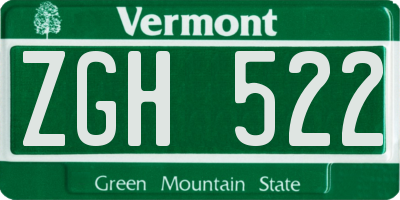 VT license plate ZGH522