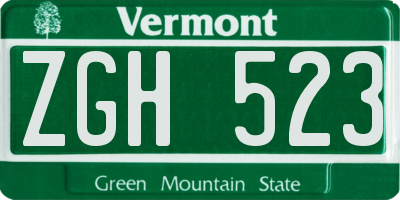VT license plate ZGH523