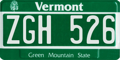 VT license plate ZGH526