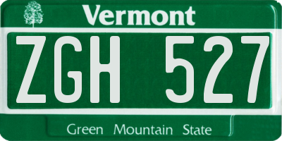 VT license plate ZGH527