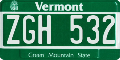 VT license plate ZGH532