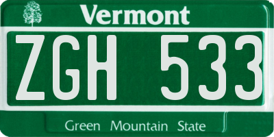 VT license plate ZGH533