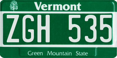 VT license plate ZGH535