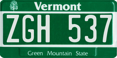 VT license plate ZGH537