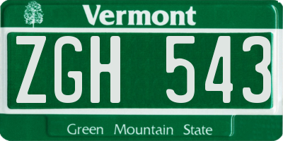 VT license plate ZGH543