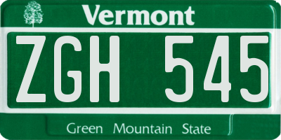 VT license plate ZGH545