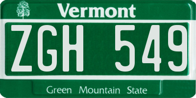 VT license plate ZGH549