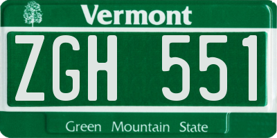 VT license plate ZGH551