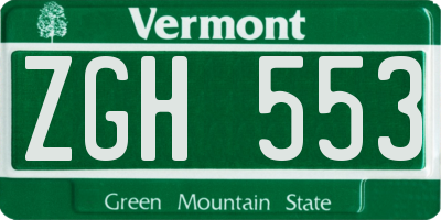 VT license plate ZGH553