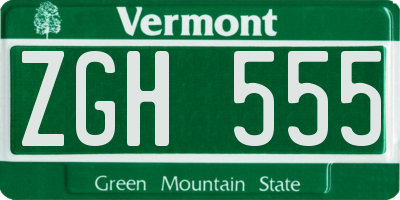 VT license plate ZGH555
