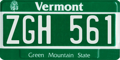 VT license plate ZGH561