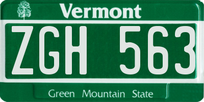 VT license plate ZGH563