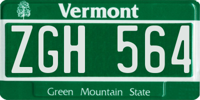 VT license plate ZGH564