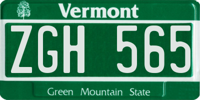 VT license plate ZGH565