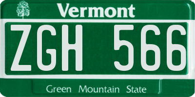 VT license plate ZGH566