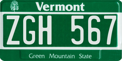 VT license plate ZGH567