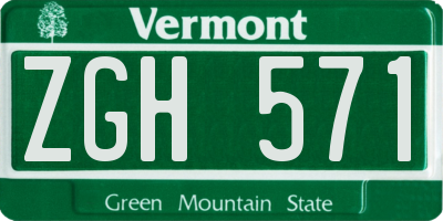 VT license plate ZGH571