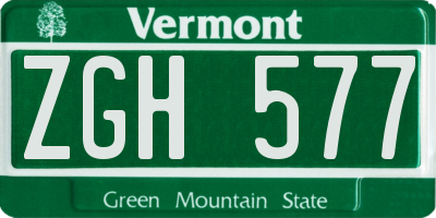 VT license plate ZGH577
