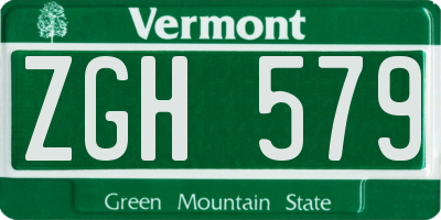 VT license plate ZGH579