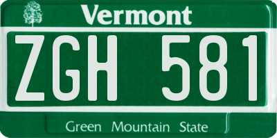 VT license plate ZGH581