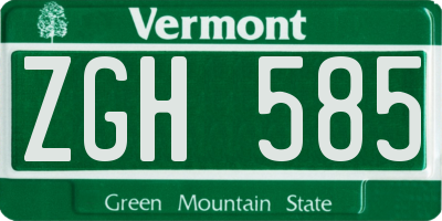 VT license plate ZGH585