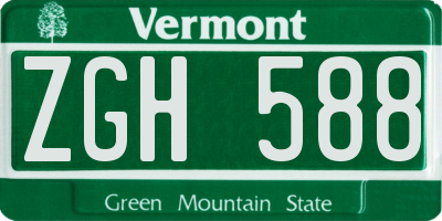 VT license plate ZGH588