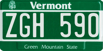 VT license plate ZGH590