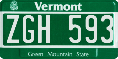 VT license plate ZGH593
