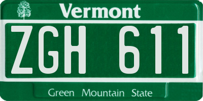 VT license plate ZGH611