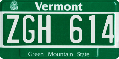 VT license plate ZGH614