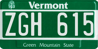 VT license plate ZGH615