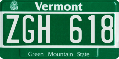 VT license plate ZGH618