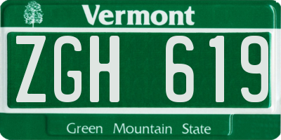 VT license plate ZGH619
