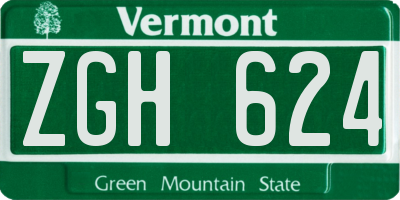 VT license plate ZGH624