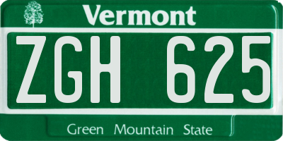 VT license plate ZGH625
