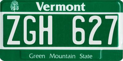 VT license plate ZGH627
