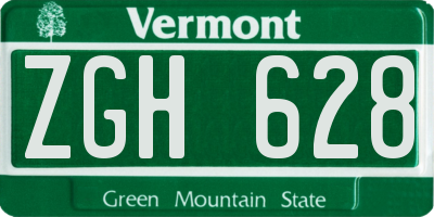 VT license plate ZGH628
