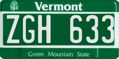 VT license plate ZGH633