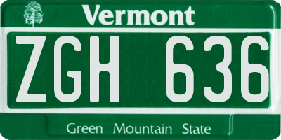 VT license plate ZGH636
