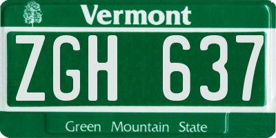 VT license plate ZGH637