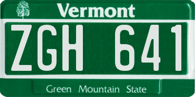 VT license plate ZGH641