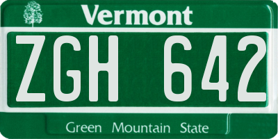 VT license plate ZGH642