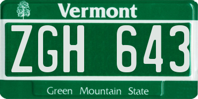 VT license plate ZGH643