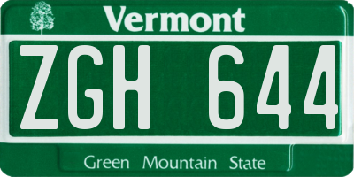VT license plate ZGH644