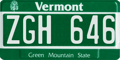 VT license plate ZGH646