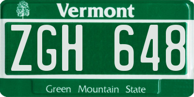 VT license plate ZGH648