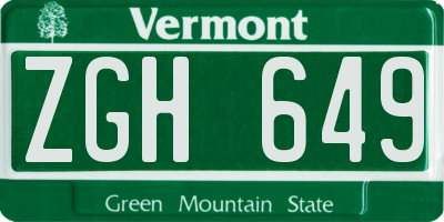 VT license plate ZGH649
