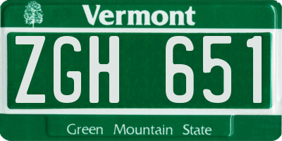 VT license plate ZGH651