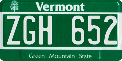 VT license plate ZGH652